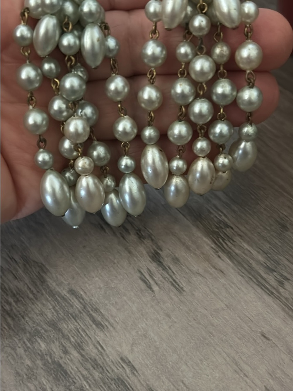 Pearl Drop Multi-Strand Earrings - White Faux Pearl